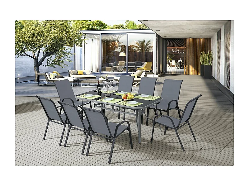 Conjunto de comedor de jardín Córdoba XL 180 de 8 plazas - Gris