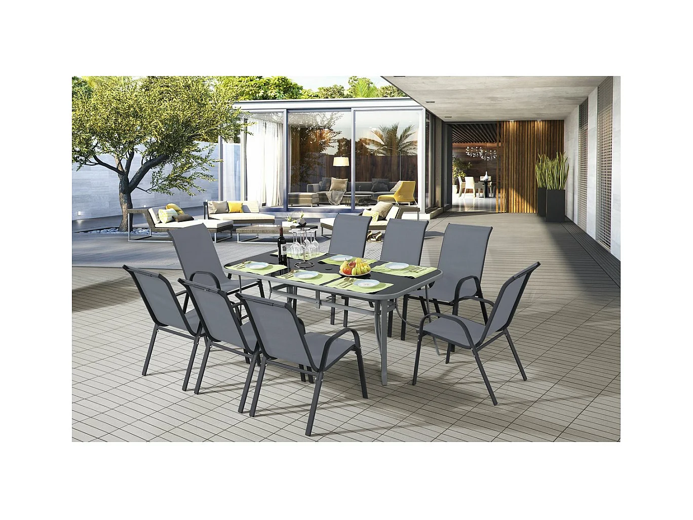 Garten-Essgruppe für 8 Personen "Cordoba XL 180" – Grau