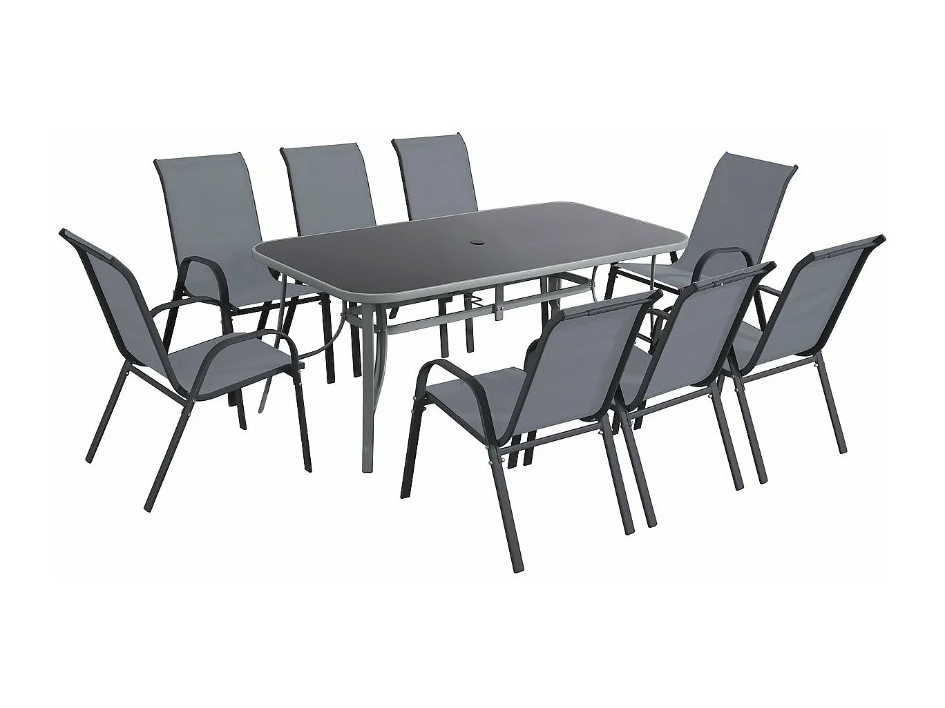 Salon de jardin repas 8 places "Cordoba XL 180" - Gris