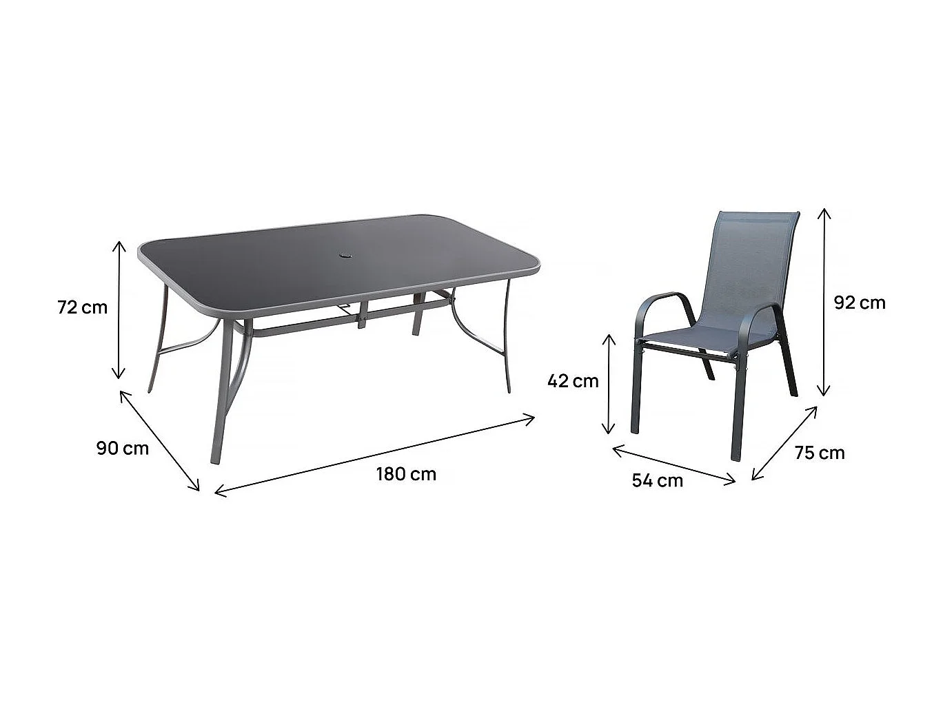 "Cordoba XL 180" 8-persoons tuinset - Grijs