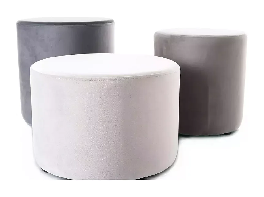 Pouf rond en velours 33 x 36 cm gris clair DELTA