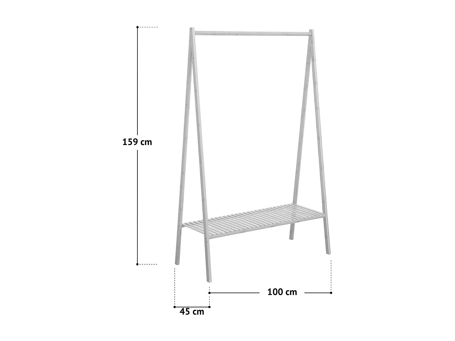 SVITA LANA porte-manteau avec étagère à chaussures en bambou pour couloir et dressing