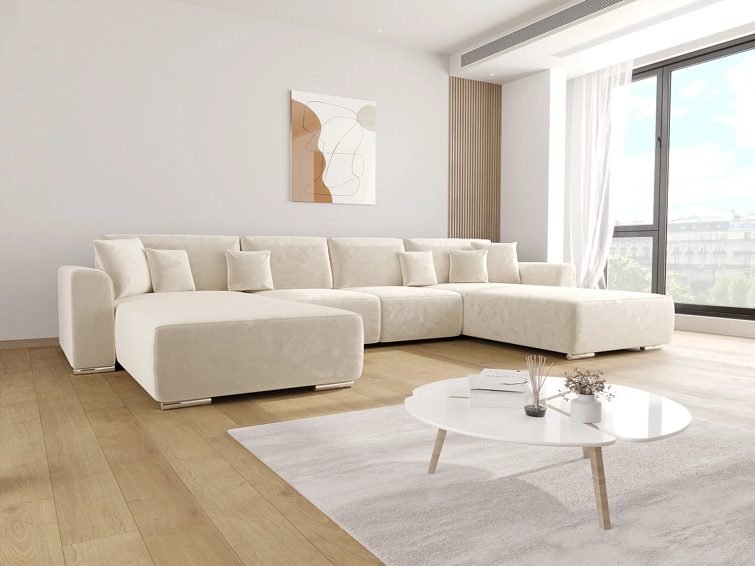 BEDANTE Canapé d'angle avec fonction de couchage GUSTO U Monolith 02