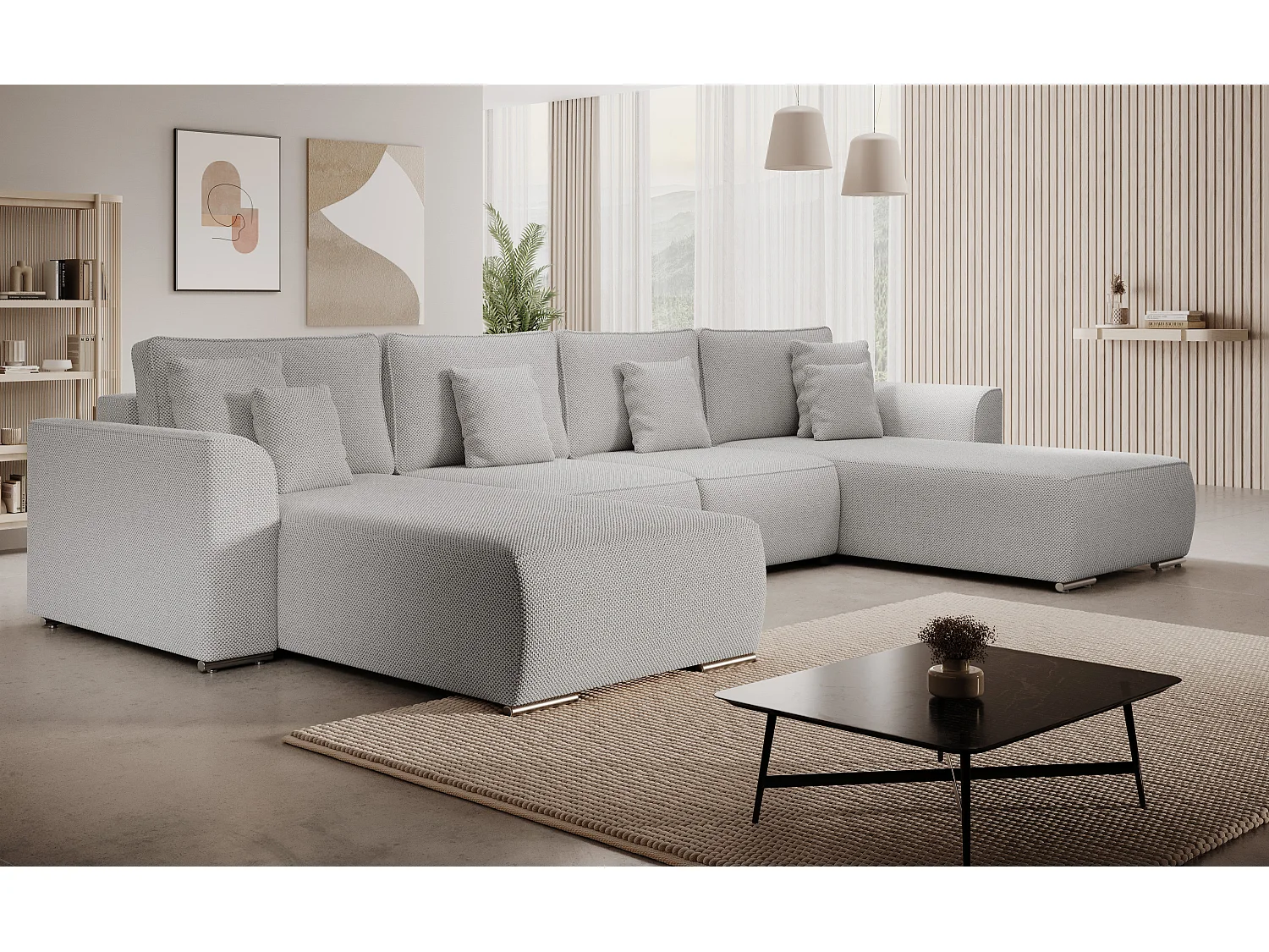 BEDANTE Canapé d'angle avec fonction de couchage GUSTO U Curio 80