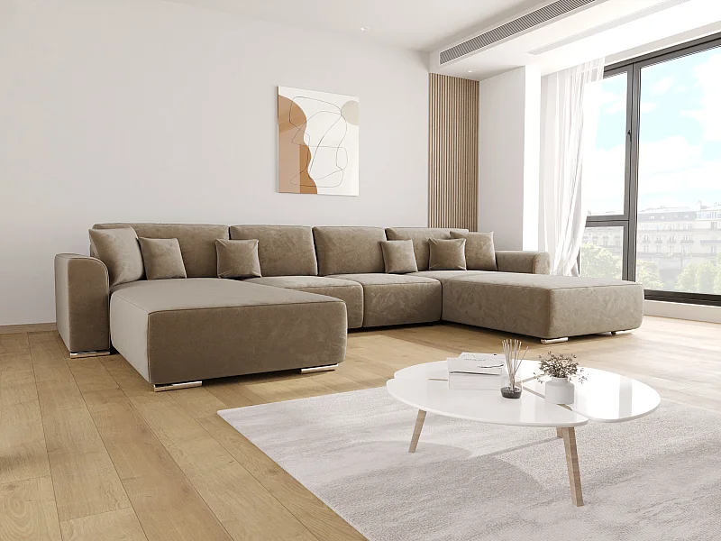 BEDANTE Hoekbank met slaapfunctie GUSTO U Monolith 09