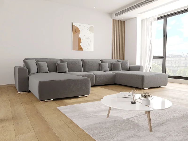 BEDANTE Canapé d'angle avec fonction de couchage GUSTO U Monolith 85