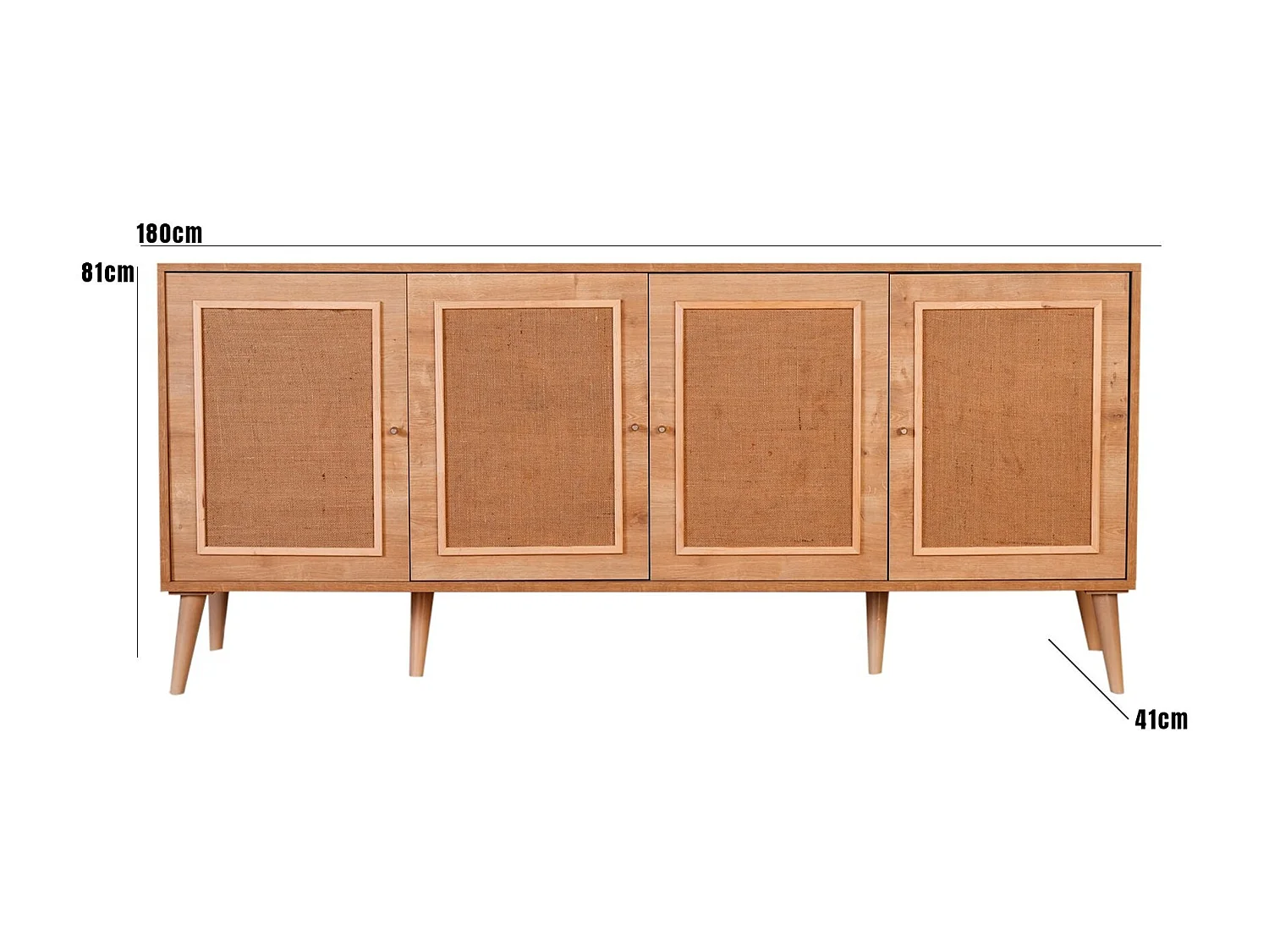 Aparador em Carvalho – 180 x 41 x 81 cm – Cor de Carvalho – Painéis de partículas revestidos a melamina