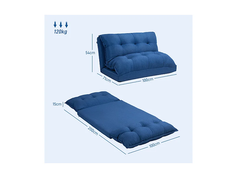 Chauffeuse inclinaison dossier réglable 13 positions - tissu lin