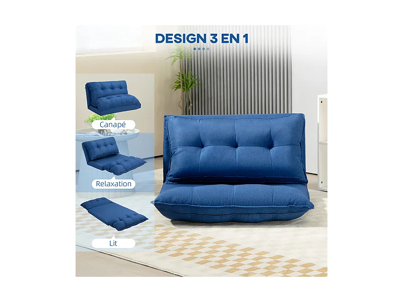 Chauffeuse inclinaison dossier réglable 13 positions - tissu lin