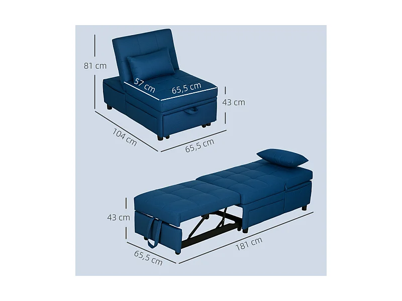 Chauffeuse inclinable réglable tissu effet capitonné