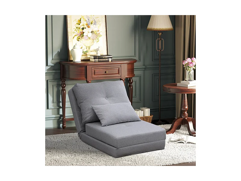 Chauffeuse dossier inclinable avec coussin MOLINA gris