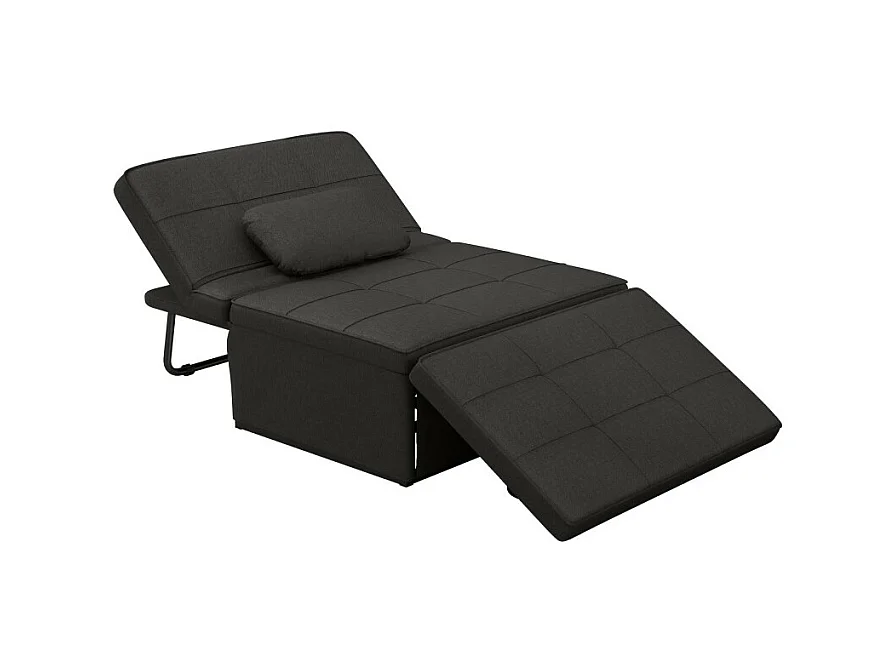 Fauteuil chauffeuse chaise longue pouf 3 en 1 lin