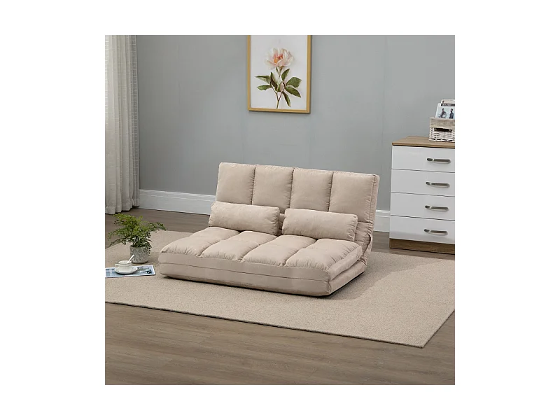 Chauffeuse dossier inclinable avec coussins SOIZIC beige