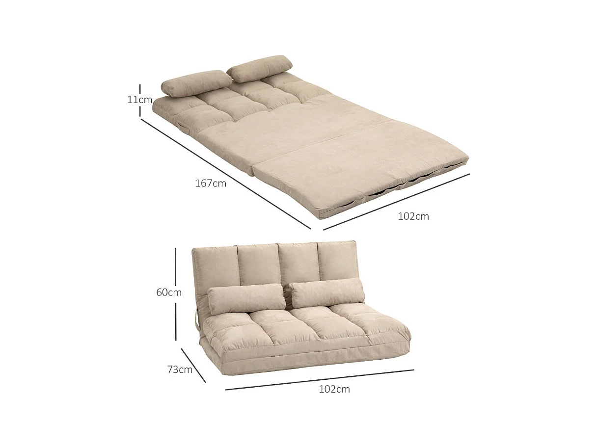 Chauffeuse dossier inclinable avec coussins SOIZIC beige