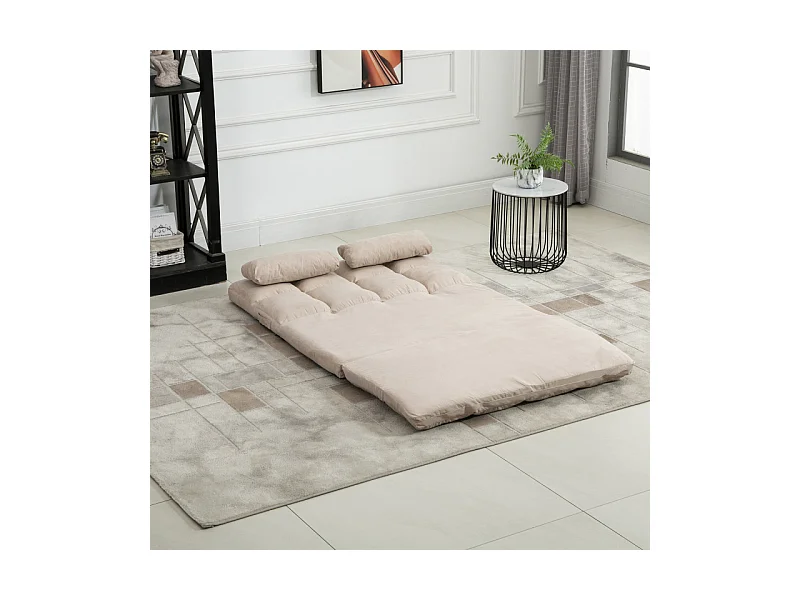 Chauffeuse dossier inclinable avec coussins SOIZIC beige