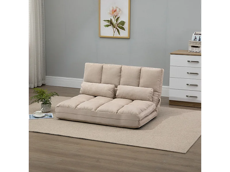 Chauffeuse dossier inclinable avec coussins SOIZIC beige