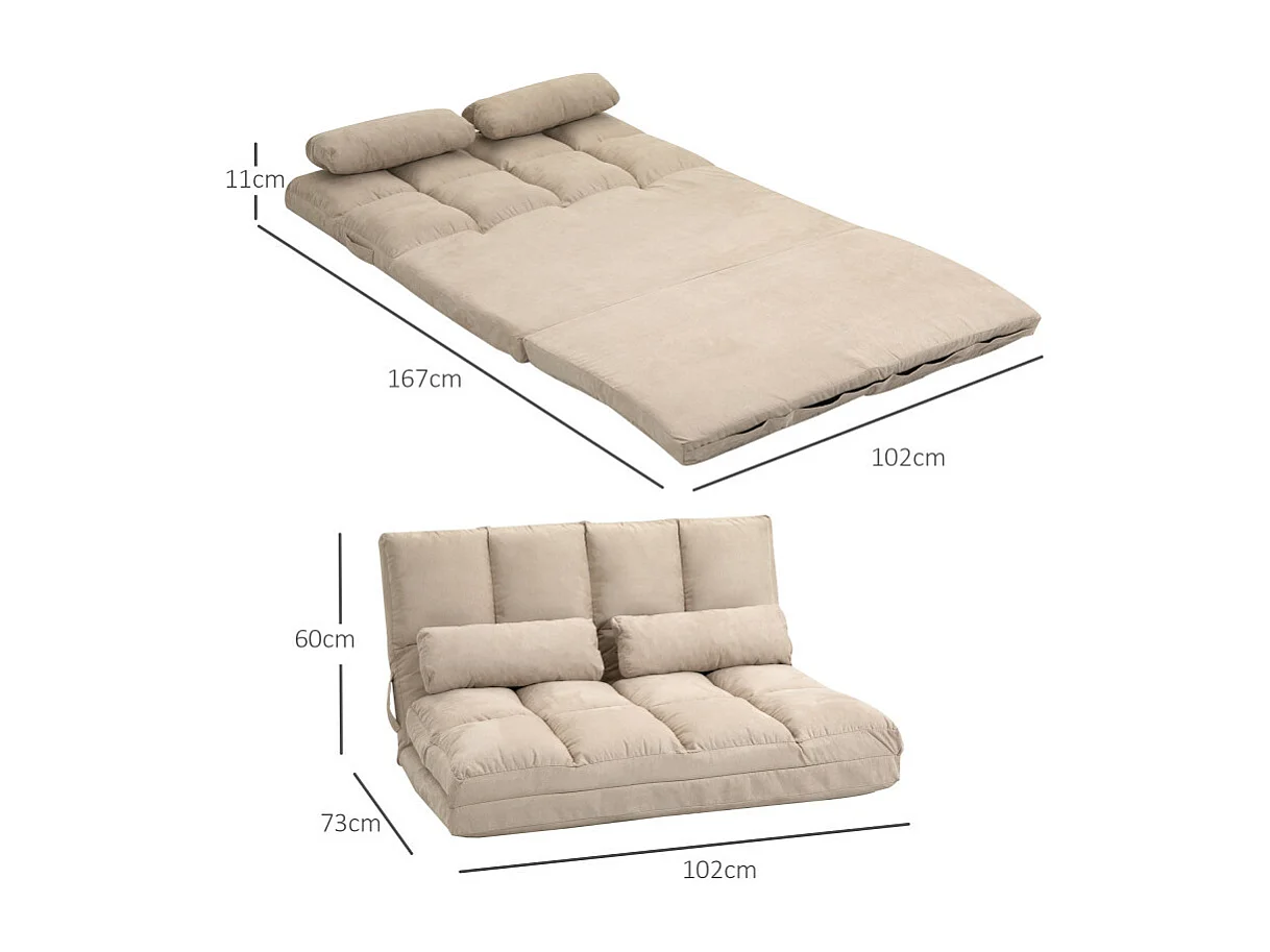 Chauffeuse dossier inclinable avec coussins SOIZIC beige