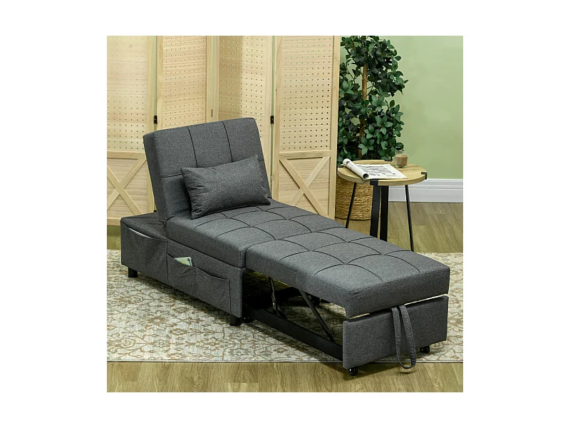 Chauffeuse inclinable réglable tissu effet capitonné