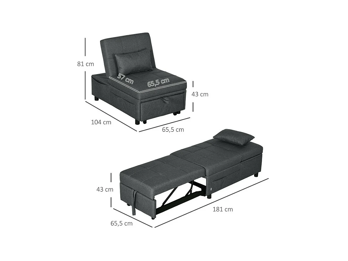 Chauffeuse inclinable réglable tissu effet capitonné