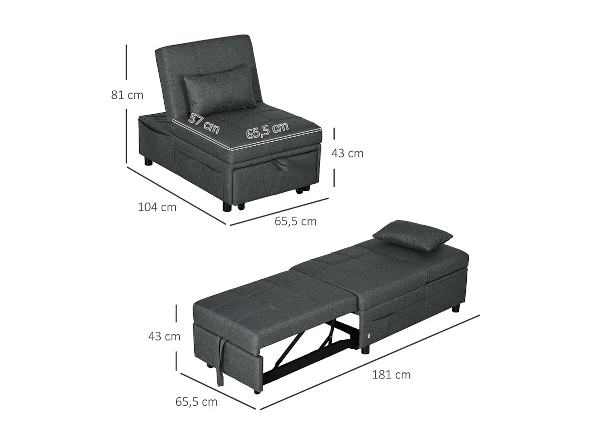 Chauffeuse inclinable réglable tissu effet capitonné