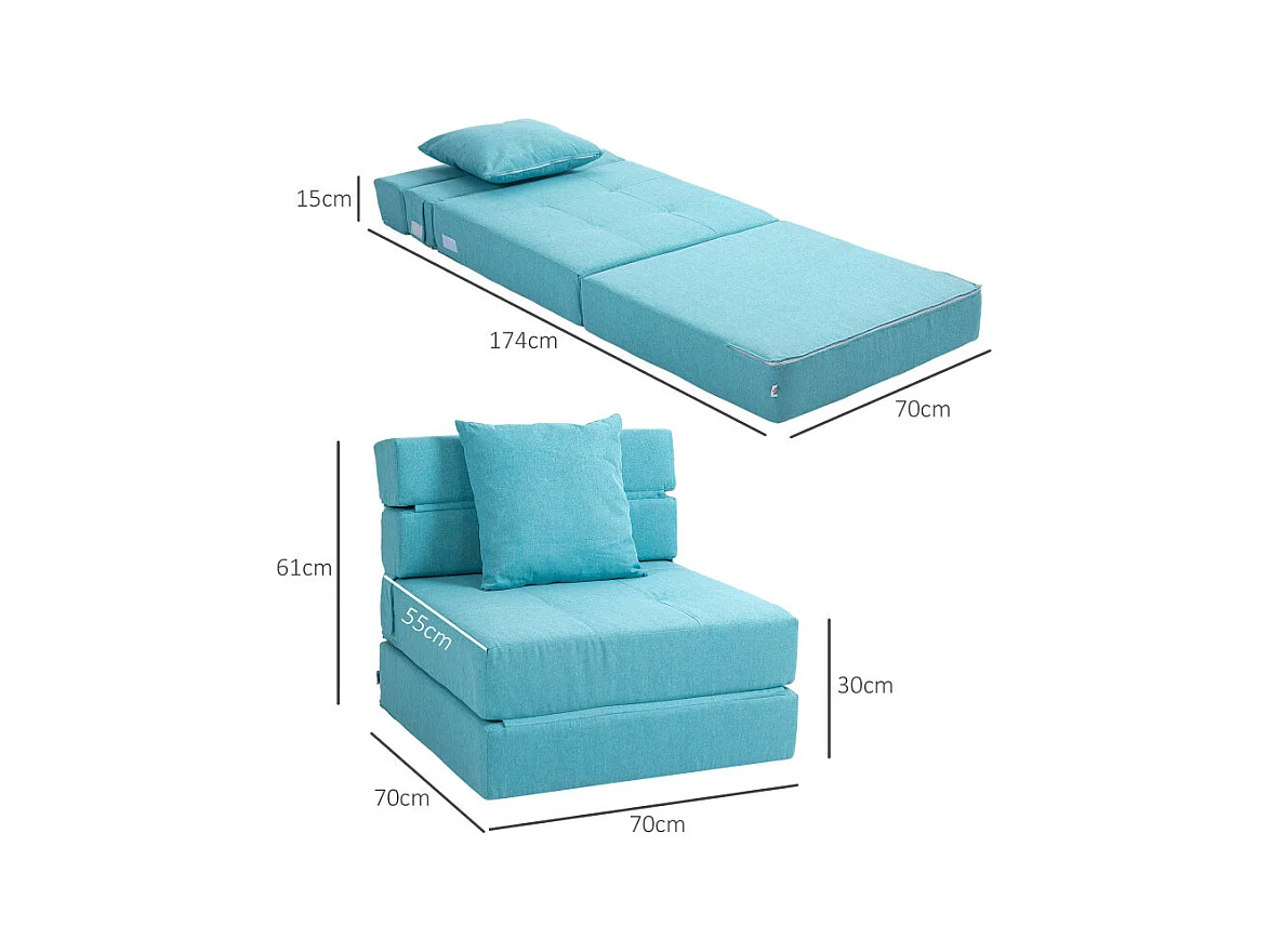 Fauteuil chauffeuse inclinable ELOISE bleu turquoise