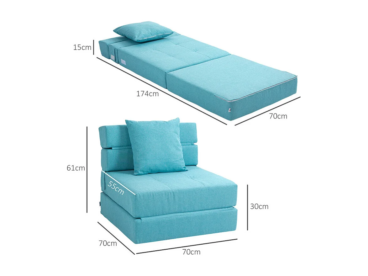 Fauteuil chauffeuse inclinable ELOISE bleu turquoise
