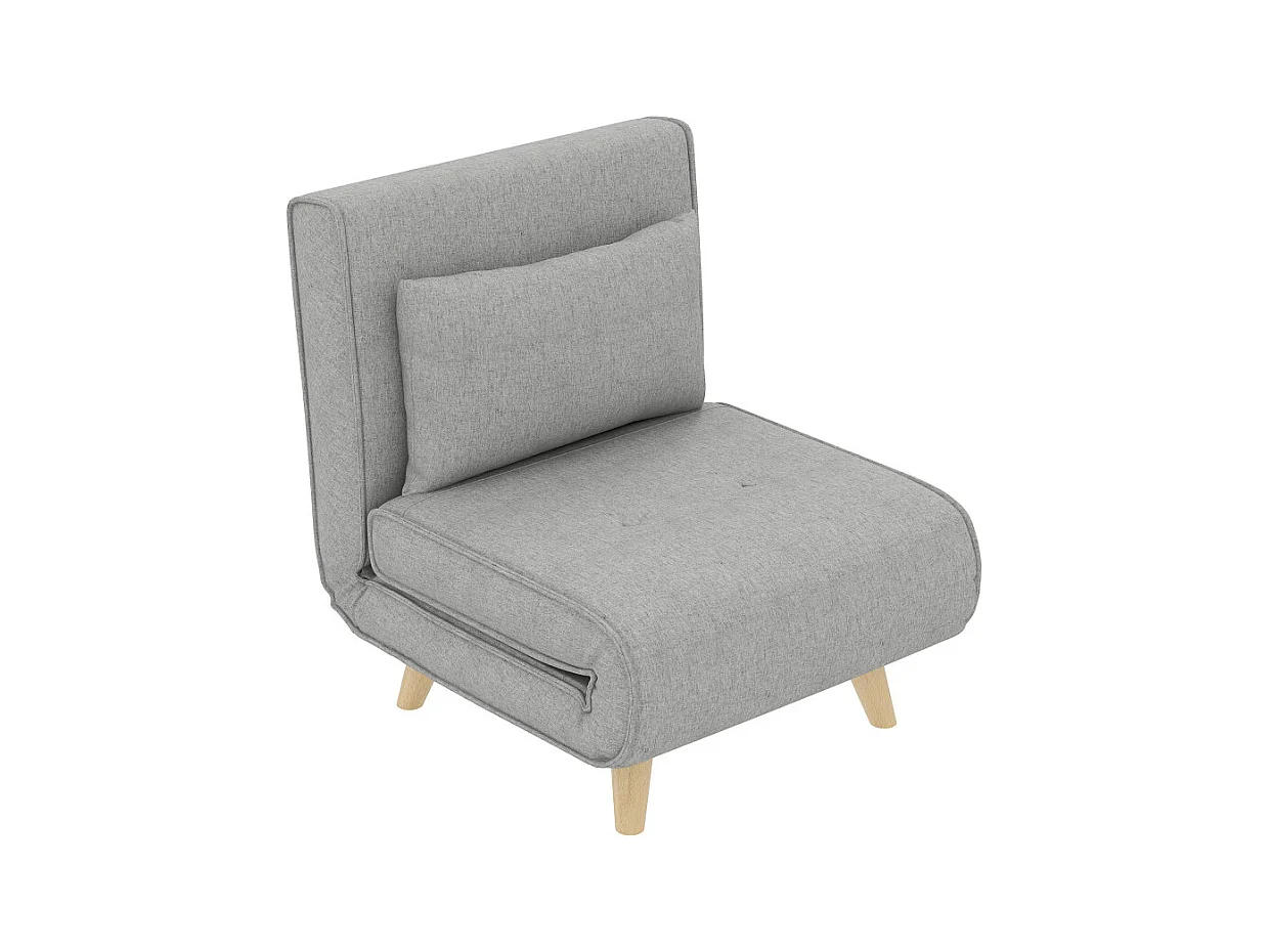 Fauteuil chauffeuse convertible style scandinave avec coussin tissu