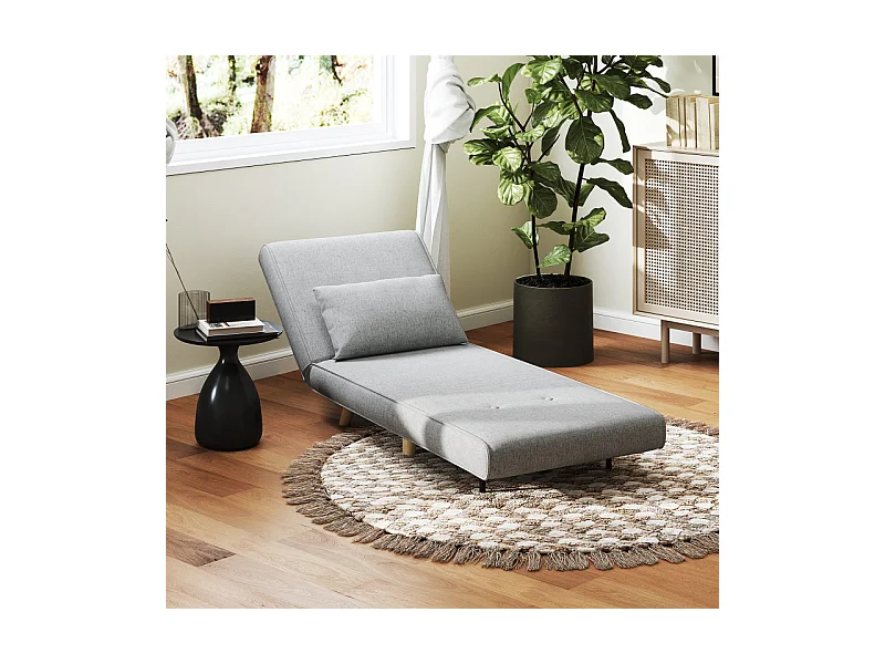 Fauteuil chauffeuse convertible style scandinave avec coussin tissu