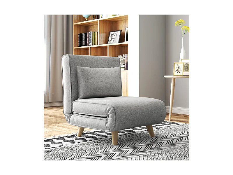 Fauteuil chauffeuse convertible style scandinave avec coussin tissu