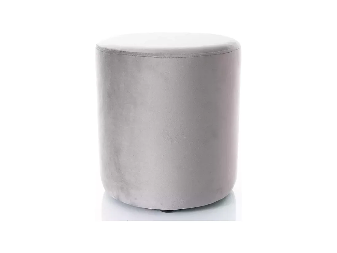 Pouf rond en velours 38 x 42 cm gris DELTA