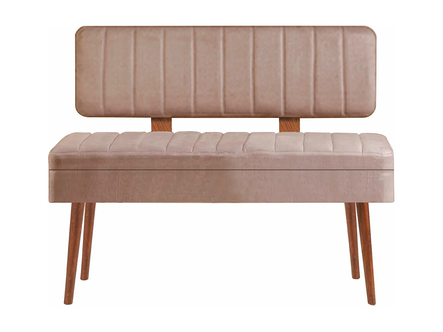 Banquette-coffre capitonnée avec dossier L105cm Molva Bois foncé et Tissu Taupe