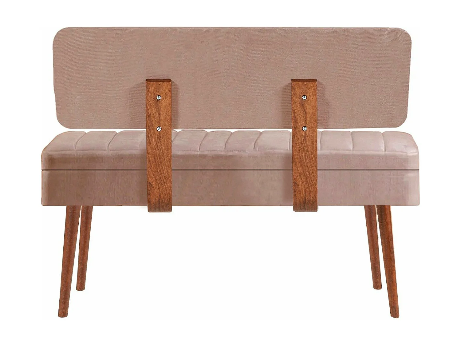 Banquette-coffre capitonnée avec dossier L105cm Molva Bois foncé et Tissu Taupe