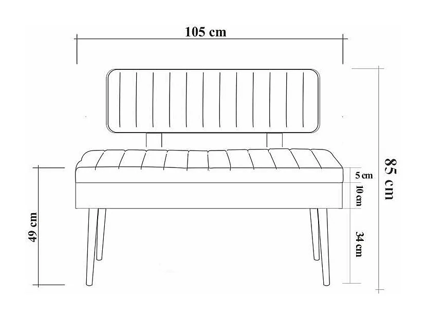 Banquette-coffre capitonnée avec dossier L105cm Molva Bois foncé et Tissu Taupe