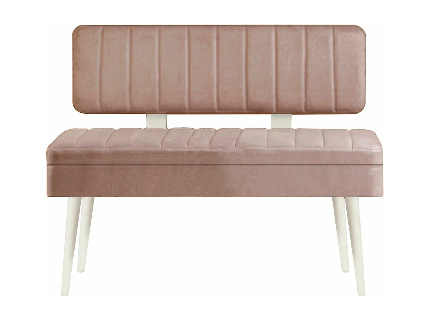 Banquette-coffre capitonnée avec dossier L105cm Molva Bois Blanc et Tissu Taupe