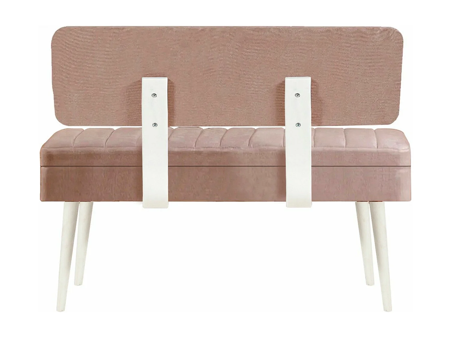 Banquette-coffre capitonnée avec dossier L105cm Molva Bois Blanc et Tissu Taupe