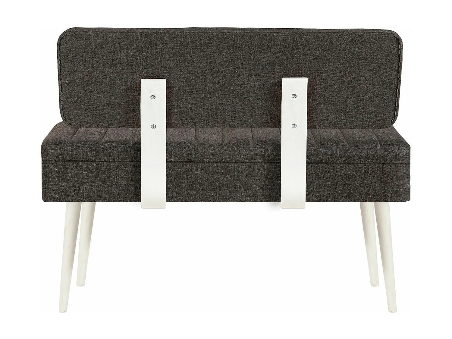 Banquette-coffre capitonnée avec dossier L105cm Molva Bois Blanc et Tissu Anthracite