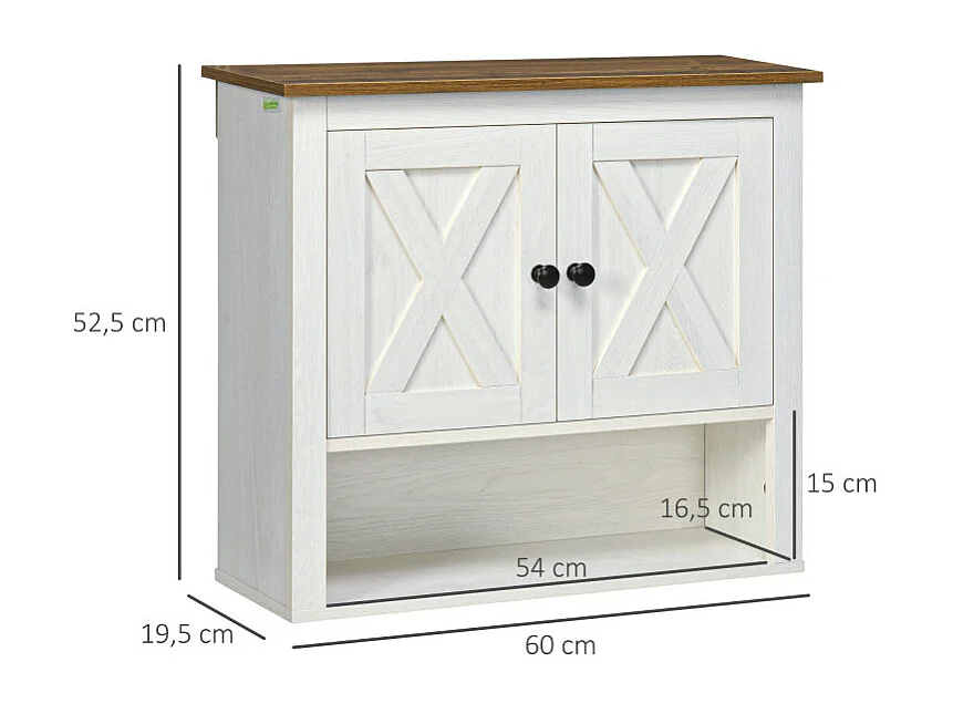 Armoire murale de salle de bains MIRAMAR marron et blanc