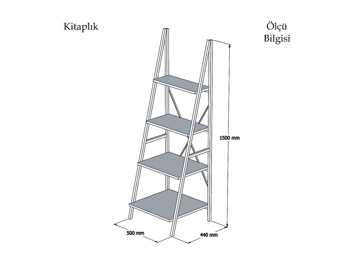 Librería – 50 cm x 150 cm x 44 cm – Blanco y Negro – Metal y tablero de partículas