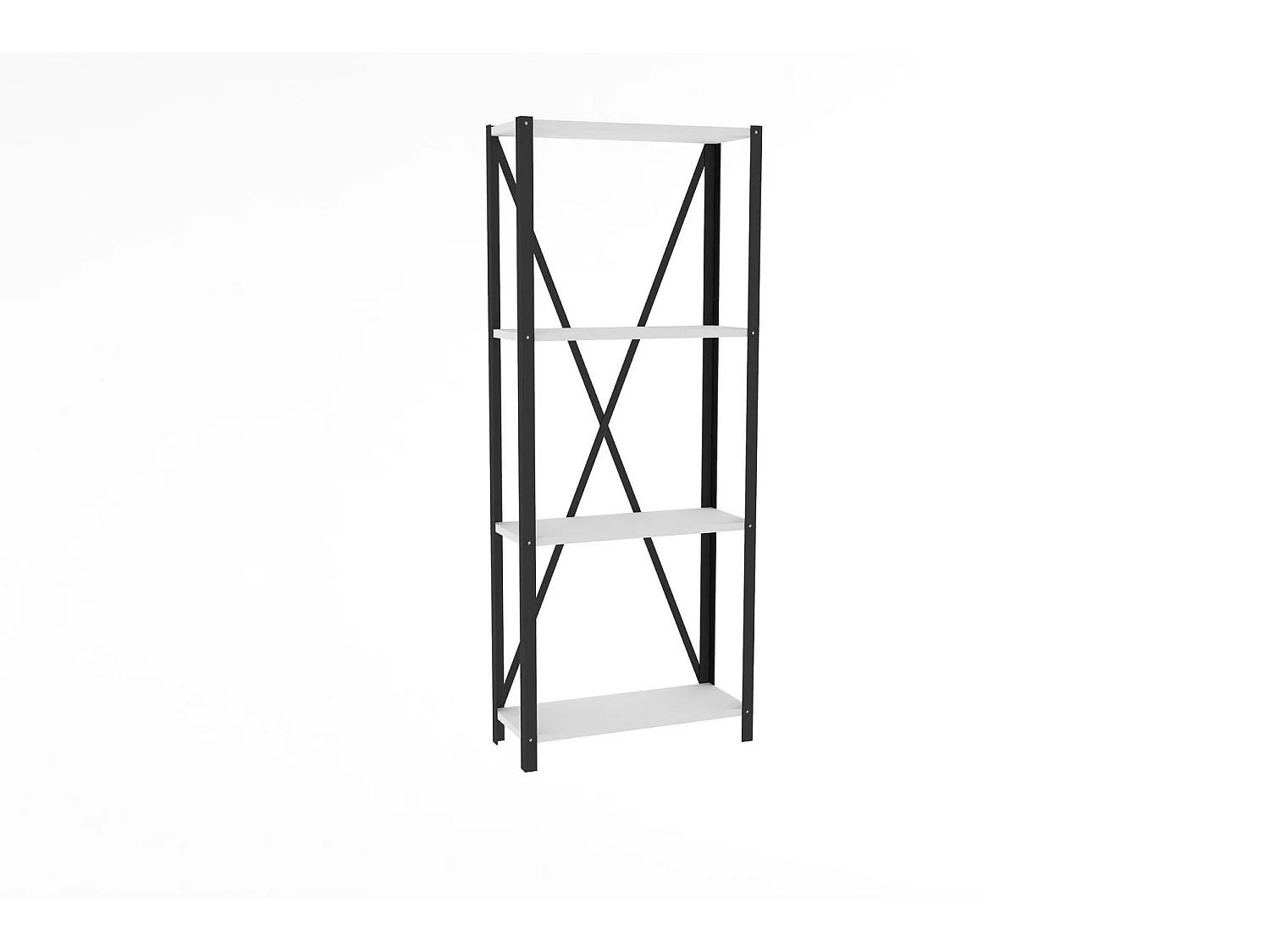 Librería – 60 cm x 149,5 cm x 29 cm – Blanca y Negra – Metal y Tablero de Partículas