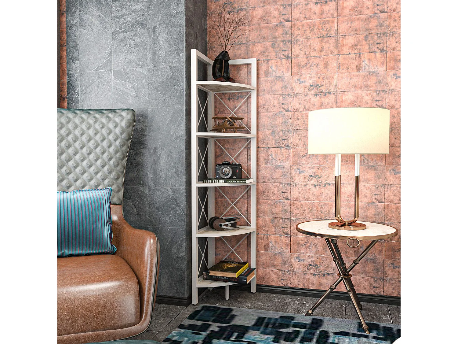 Estante branca moderna, 160 cm de altura, 30,5 cm de largura, 33 cm de profundidade | Painel de partículas 100% revestido de melamina, 18 mm