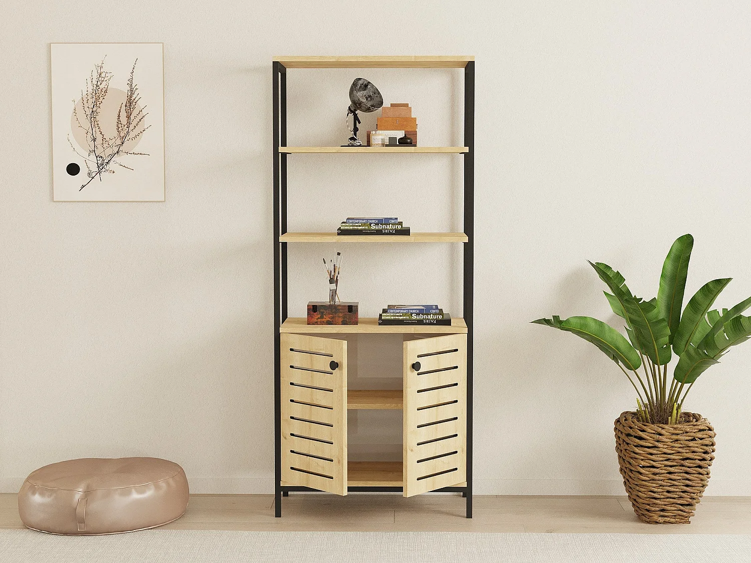 Estante de livros – 70cm x 162.2cm x 34cm – Preto e Safira – Metal e Aglomerado