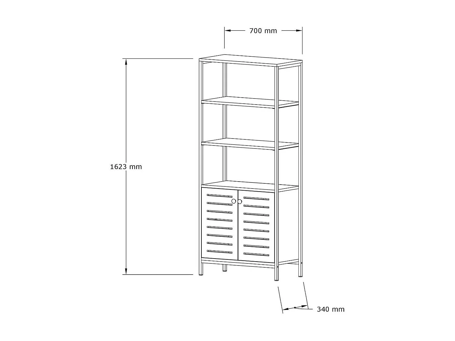 Estante de livros – 70cm x 162.2cm x 34cm – Preto e Safira – Metal e Aglomerado