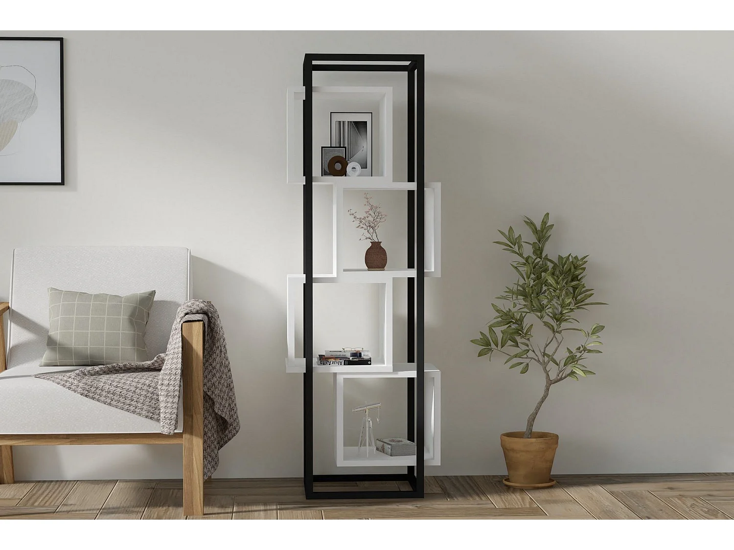 Librería moderna – 140 cm de alto, 44 ​​cm de ancho, 29 cm de fondo – blanco – tablero de partículas revestido de melamina