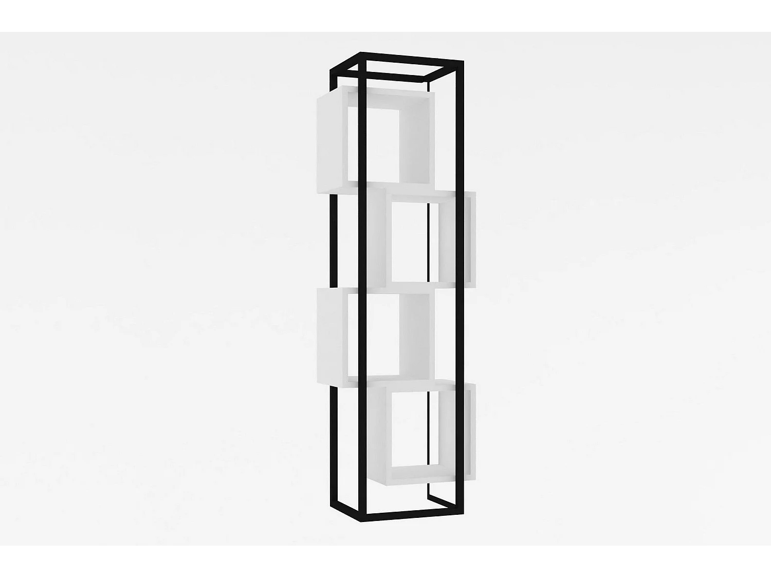 Étagère bibliothèque design Sitik L44cm Métal Noir et Bois Blanc