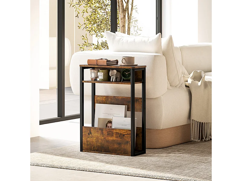 Table d’appoint bout de canapé CARRY effet bois vieilli