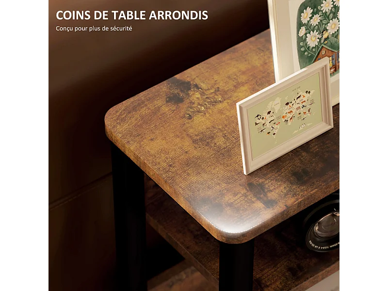 Table d’appoint bout de canapé CARRY effet bois vieilli