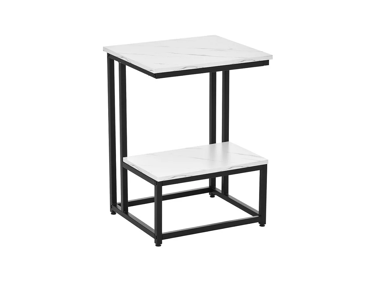 Meuble étagère LINE noir et aspect marbre