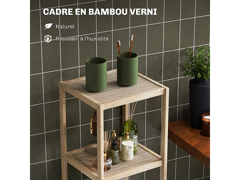 Etagère salle de bain 4 niveaux ALINA bambou