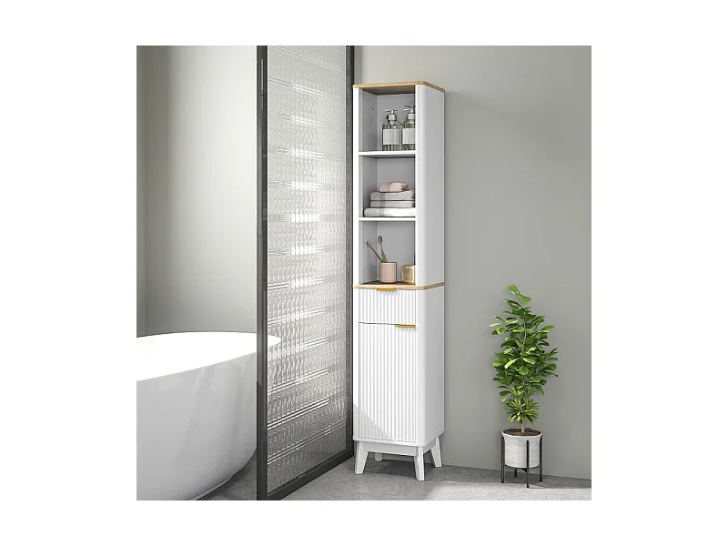 Meuble colonne salle de bains COSMAS blanc