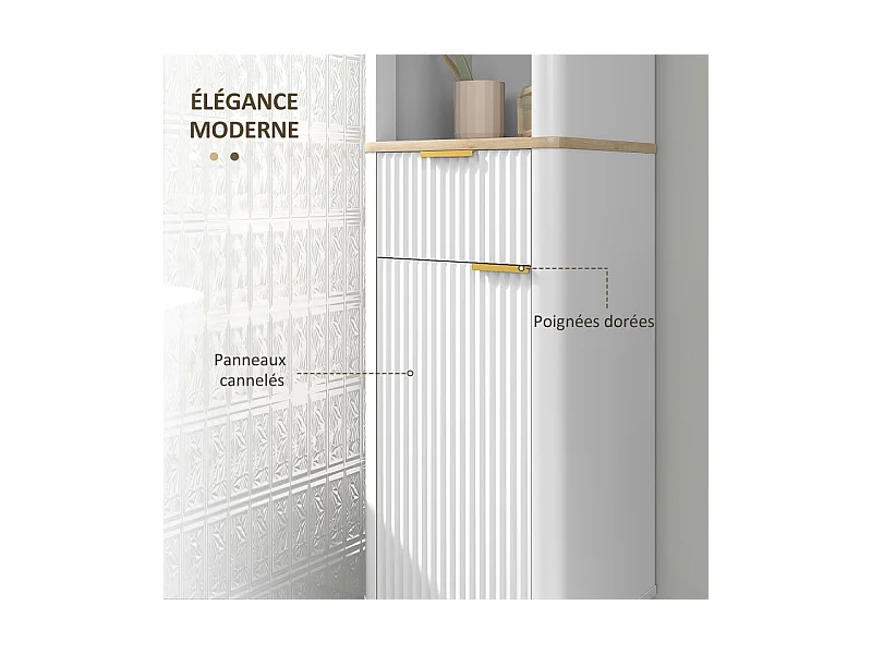 Meuble colonne salle de bains COSMAS blanc